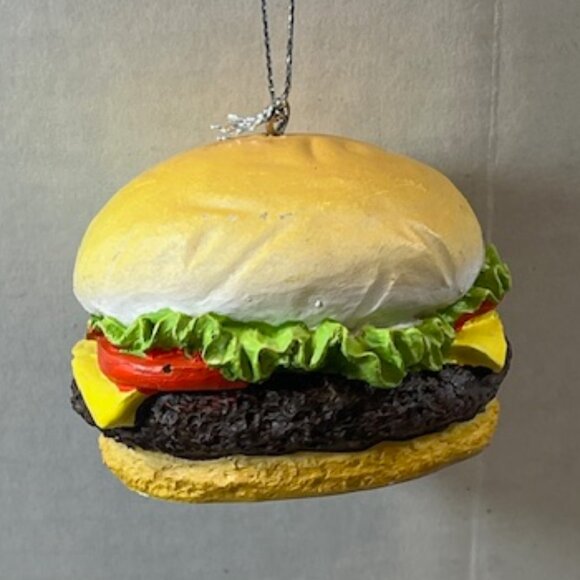 Cheeseburger Fast Food Sandwich Christmas Tree Hanging Ornament 2.5" - Picture 3 of 7